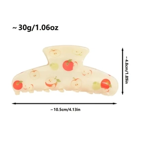 Creamy translucent hair claw clip featuring apple fruit prints with 10.5cm length