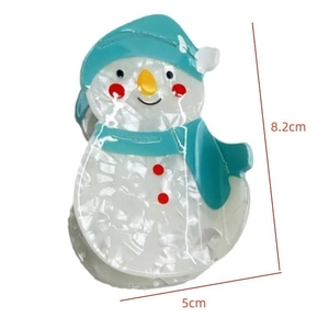 Pince à cheveux bonhomme de neige en acrylique blanc avec écharpe bleue et taille 8,2 cm