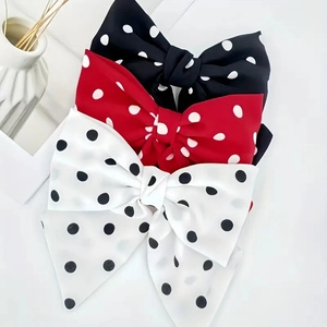 Three-piece set of sweet polka dot bow hair clips in black, red and white styles