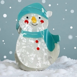 Pince à Cheveux Mignonne Bonhomme de Neige de Noël Acétate Texture Nacre Pince Requin Accessoires de Cheveux Festifs d'Hiver
