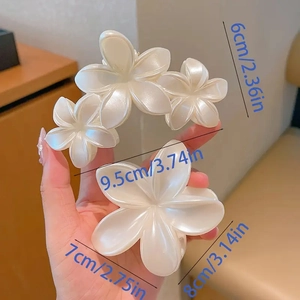 Lot de pinces à cheveux élégantes avec fleurs de frangipanier blanc nacré style français