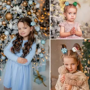 Christmas hair clips set with Santa, tree and snowflake designs for girls
