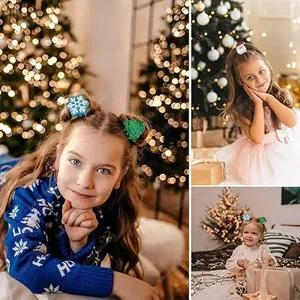 Detailed Christmas hair claw set with Santa, snowflake, and tree plush designs