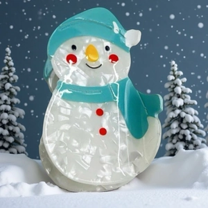Pince à cheveux bonhomme de neige de Noël en acétate nacré pour coiffure festive