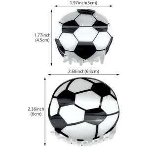 Soccer ball hair claw clips in two sizes with classic black and white sports pattern