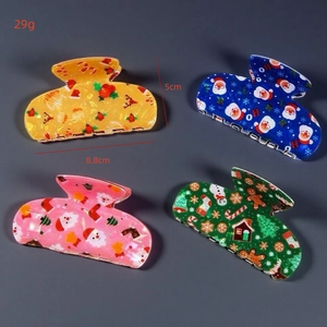 8,8 cm Weihnachts-Haarklammern mit Weihnachtsmann- und Schneemann-Motiven in vier Farben