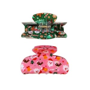 Weihnachts Haarklammern Set mit Motiven von Weihnachtsmann, Schneemann und Lebkuchen