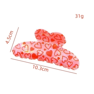 Pince à cheveux rose avec motif de cœur pour femme, longueur 10,3 cm, style doux