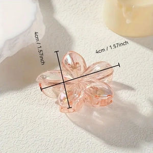 Sweet 4cm translucent peach frangipani flower hair claw clip for elegant hairstyling
