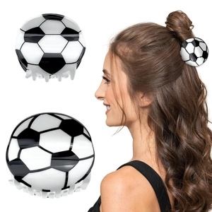 Sporty Style Soccer Basketball Pattern Acrylic Hair Claw Clips Nonslip Shark Clip For Women Girls Hair Accessories