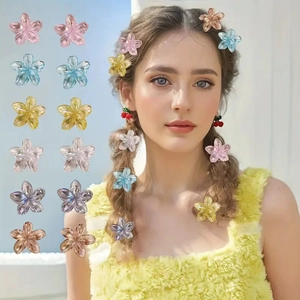Sweet Plumeria Flower Hair Claw Clip For Women Translucent Macaron Color Resin Hair Accessories For Vacation Party Hair Decoration