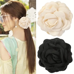 Große Stoff Rosenblüte Haarkralle Clip Elegante Florale Haarklammer Für Damen Hochzeit Valentinstag Party Urlaub Zubehör