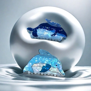 Cute Whale Dolphin Shaped Hair Claw Clips Blue Cartoon Animal Acrylic Hair Accessories For Women Daily Hair Styling Large Small Shark Clips
