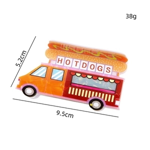 Pince à cheveux créative en PVC en forme de camion de hot-dogs pour queue de cheval