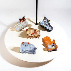 Pinces à cheveux mignonnes en acrylique avec motifs animaux et texture de coquillage