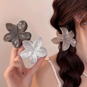 Pince à Cheveux Fleur Élégante Doux Motif Marbre Dégradé Grande Pince Crabe Accessoires de Coiffure pour Femmes Bijoux