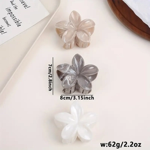 Pinces à cheveux fleurs élégantes de 8cm en gris marbre et blanc nacré pour chignons