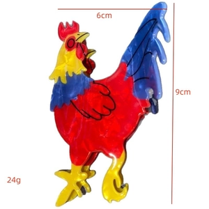 Pince à cheveux coq colorée en acrylique pour queue de cheval accessoire 9x6cm
