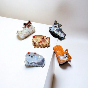 Barrettes à cheveux mignonnes en acrylique avec motifs animaux chat et chien de dessin animé
