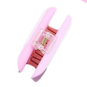 Creative capsule pill claw clip in light pink glitter PVC for unique ponytail hairstyles