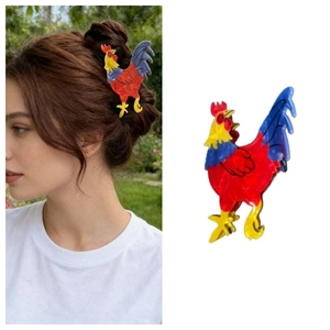 Pince à cheveux coq colorée en acrylique pour coiffures mignonnes en queue de cheval