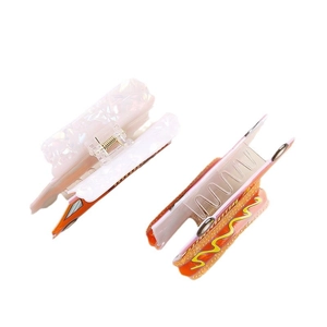 Pinces à cheveux créatives en PVC style hot-dog et blanc nacré avec ressort en métal