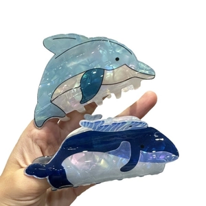 Cute blue whale and dolphin hair claws made of premium glossy acetate for styling