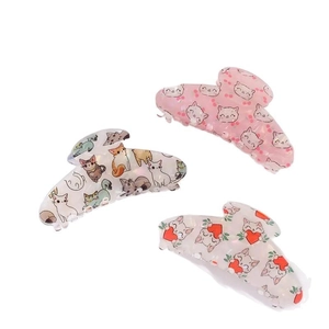 Pinza per Capelli con Stampa Gatto Cartone Animato in Acrilico Stile Animale Dolce per Donna Ragazza Accessori Capelli