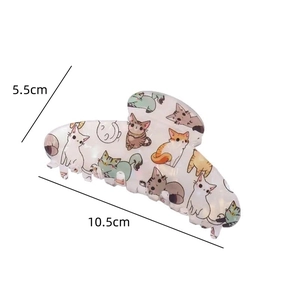 Pinza per capelli con gatti cartone animato 10,5cm in acrilico per coda di cavallo