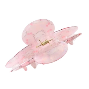 Pinza per capelli rosa chiaro con stampa gatto in acrilico per acconciature dolci