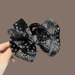 Large Bowknot Hair Claw Clip Fabric Paisley Pattern Elegant Headwear For Women Daily Wedding Party Hair Accessory
