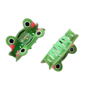 Pinces à cheveux grenouille verte en acrylique pour des coiffures créatives et mignonnes