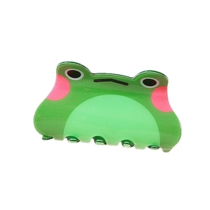 Pince à cheveux grenouille de dessin animé verte en acrylique brillant pour le quotidien