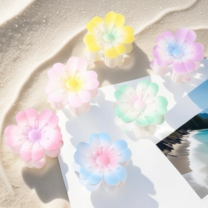 Pinza Per Capelli a Fiore Sfumato Dolce Resina Opaca Clip a Cinque Petali Per Donna Ragazze Vacanza Accessori Per Capelli