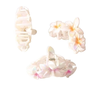 Exquisite plumeria flower hair claw clip with colorful resin petals and sturdy spring