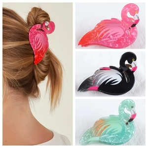 Cute Flamingo Hair Claw Clip For Women Girls PVC Animal Shape Sweet Hairpin Everyday Party Decoration Hair Accessory Headwear