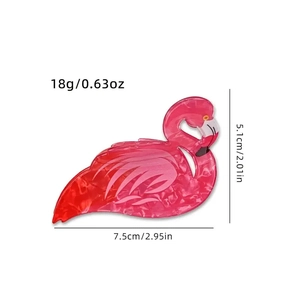 Pink flamingo hair claw clip in marble acetate, cute animal hair accessory for women
