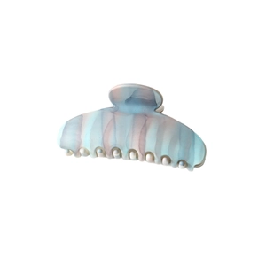 Matte shark hair claw clip with blue and purple marble pattern for women hair styling