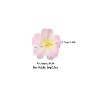 Gradient pink cherry blossom hair claw clip for women, floral matte shark clip 7.5cm