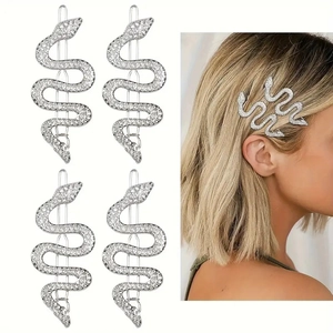 Barrette à Cheveux en Forme de Serpent en Alliage de Luxe avec Strass Élégante Pince Latérale Argentée Accessoires de Coiffure
