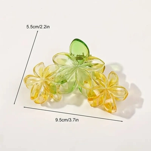 Pince à cheveux fleur avec dégradé jaune et vert élégant, taille 9,5 cm x 5,5 cm