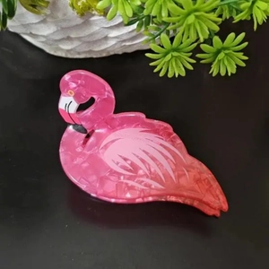 Chic gradient pink flamingo hair claw clip with marble texture for elegant hairstyles