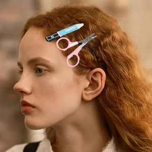 Creative Scissor And Pencil Shaped Hair Clips Plastic Alloy Funny Bangs Side Clips For Women Girls School Hair Accessories