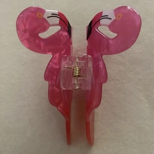 Pink flamingo hair claw clip in marble texture acetate for women hair accessories