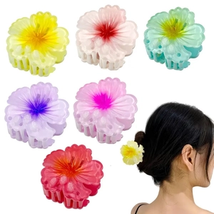Summer Flower Hair Claw Clip For Women Sweet Plumeria Resin Hair Accessories For Beach Vacation Daily Styling Elegant Headwear