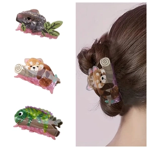 Pinces à Cheveux Mignonnes Animaux Dessin Animé pour Femmes Filles Koala Panda Roux Caméléon Accessoires de Cheveux Créatifs