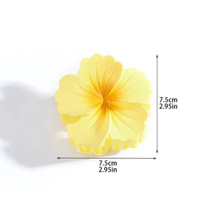 Elegant yellow flower hair claw clip for women 7.5cm floral matte shark clip