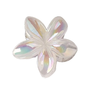 Pince à cheveux fleur blanche irisée avec finition nacrée pour accessoires de mode