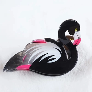 Chic pink flamingo hair claw clip made of acetate fiber for elegant ponytail styling