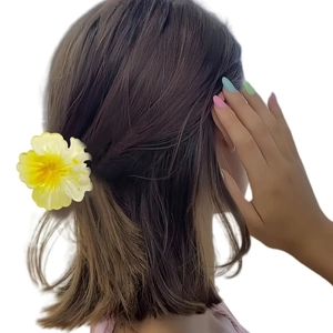 8cm yellow frangipani flower hair claw clip for elegant summer updo hairstyles